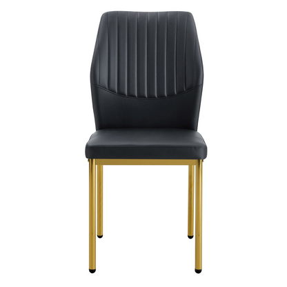Set of 4 luxury Start2Finish dining chairs with vertical stripe back, featuring simple design and high resilience PU upholstery.