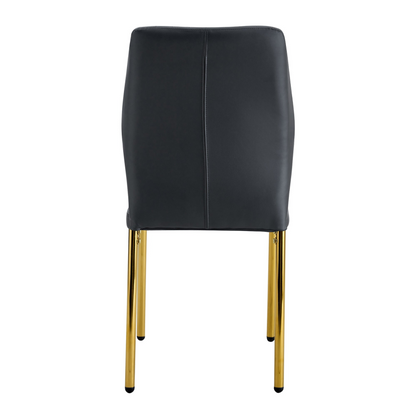 Set of four luxury Start2Finish dining chairs with vertical stripe backs, featuring simple design and high resilience PU upholstery.
