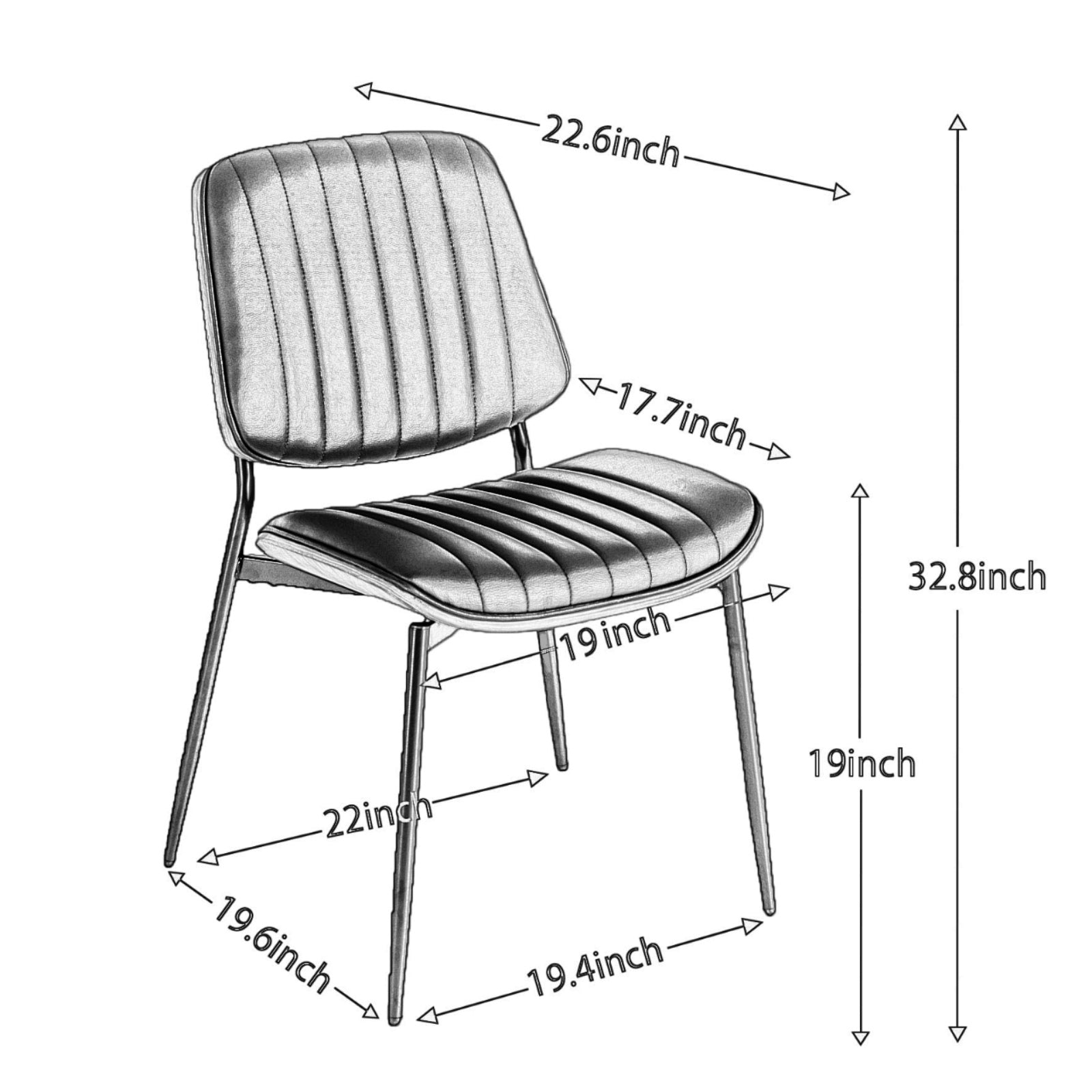Set of 2 mid-century modern dining chairs with walnut bentwood backs, upholstered seats, metal legs, and adjustable feet.
