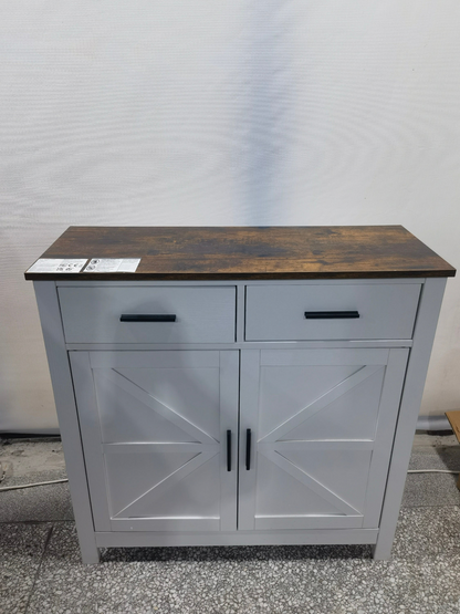 Modern farmhouse kitchen storage cabinet by Start2Finish with two drawers and two doors, showcasing a sleek, functional furniture piece.