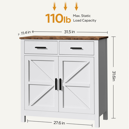 Modern farmhouse kitchen storage cabinet by Start2Finish featuring 2 drawers and 2 doors with a sleek, functional design.