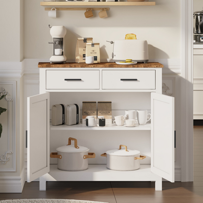 Modern farmhouse kitchen storage cabinet by Start2Finish with 2 drawers and 2 doors, showcasing durable wood finish and sleek design.