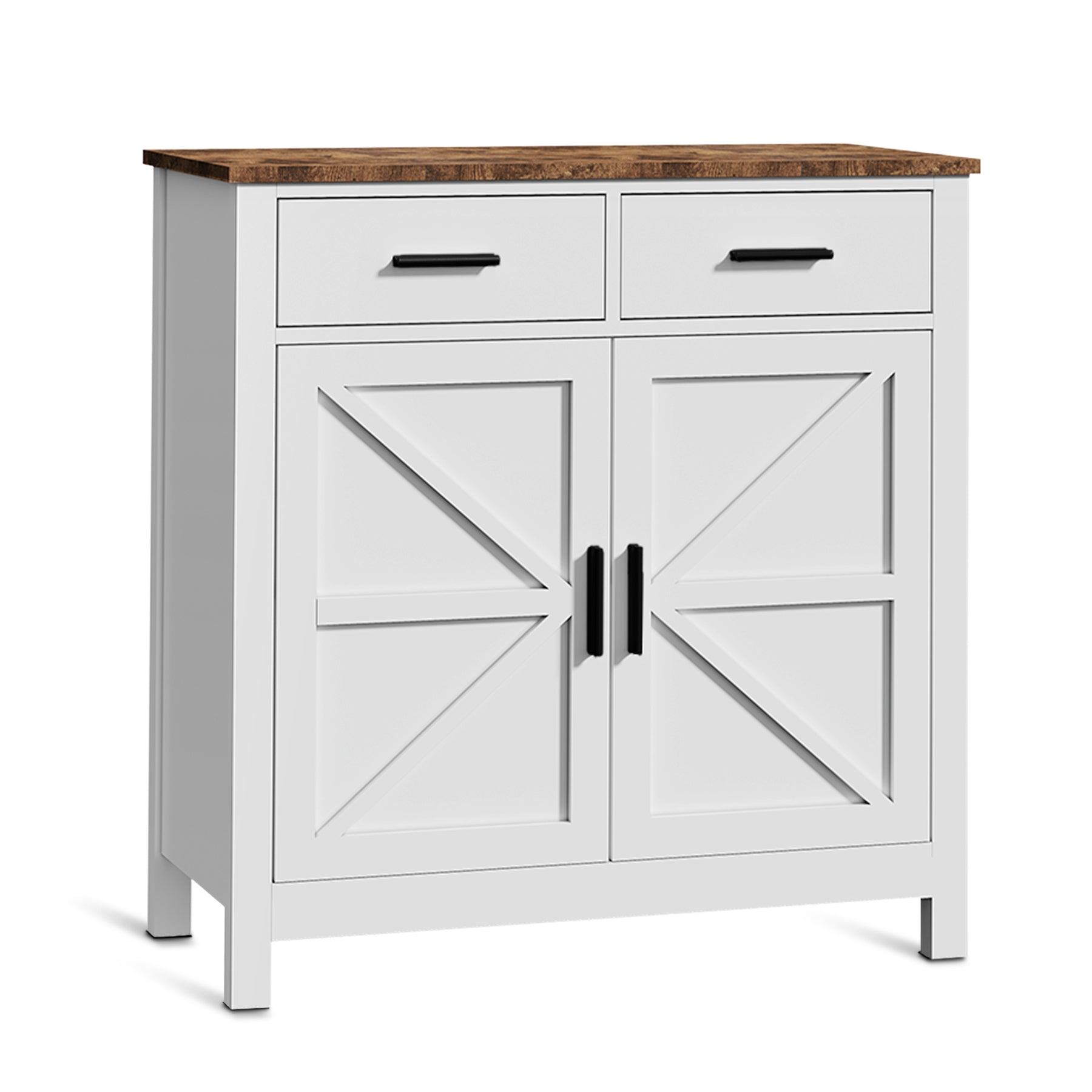 Modern farmhouse kitchen storage cabinet by Start2Finish with two drawers and two doors, featuring a sleek furniture design.