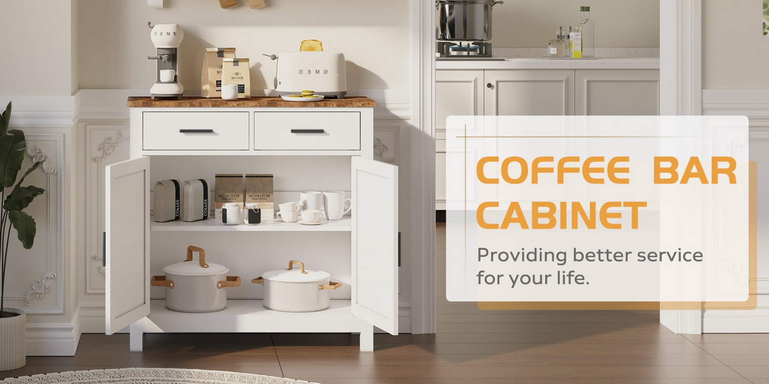Modern farmhouse kitchen storage cabinet by Start2Finish with two drawers, two doors, and spacious interior for organization.
