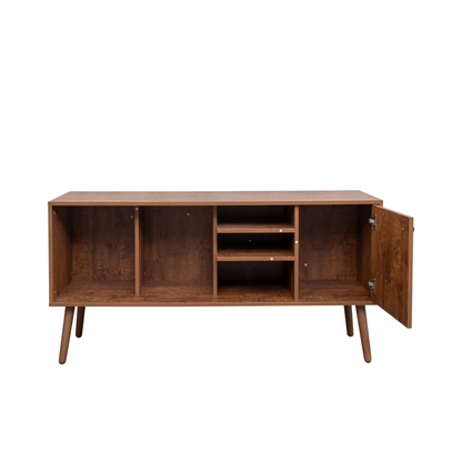 Start2Finish TV stand for living room with one storage compartment and three shelves, modern furniture for entertainment area.