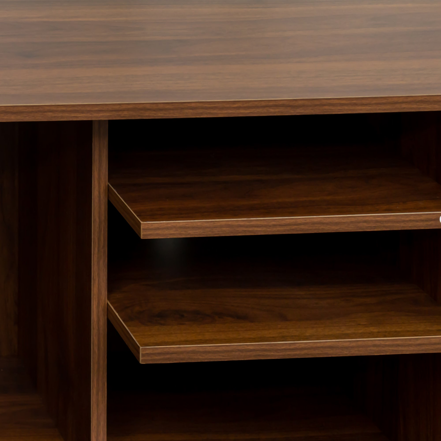 Start2Finish TV stand for living room furniture with one storage compartment and three open shelves, modern and functional design.