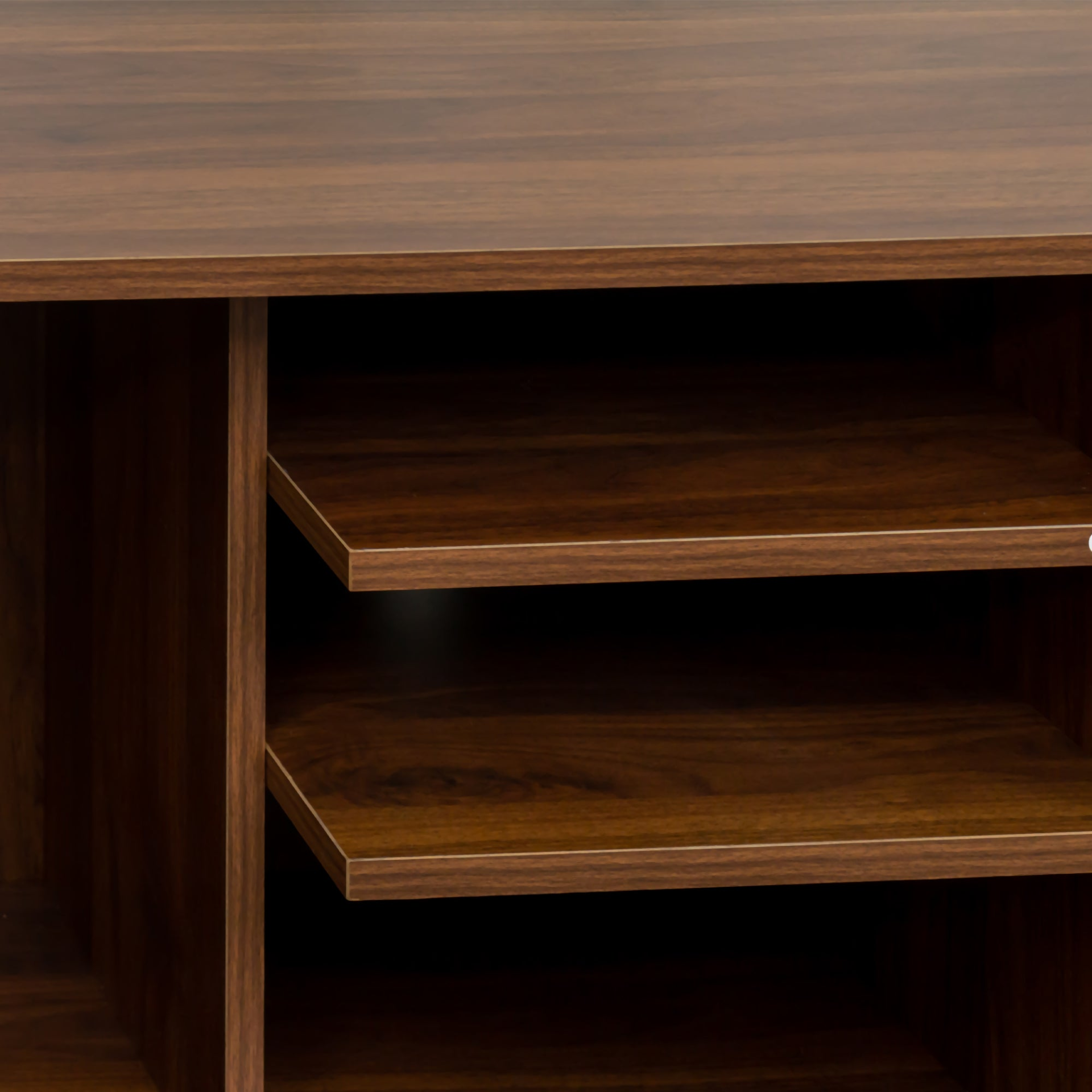 Start2Finish TV stand for living room furniture with one storage compartment and three open shelves, modern and functional design.