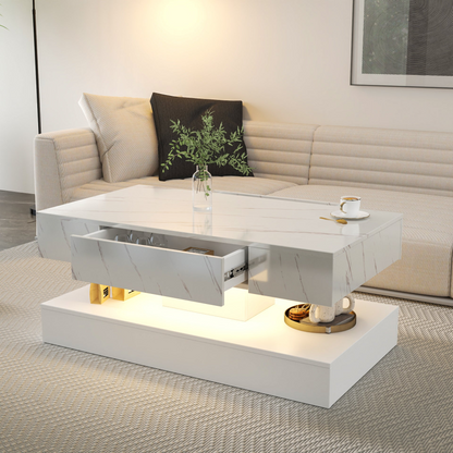 Modern LED coffee table by Start2Finish with ambient lighting, sleek design, ideal for contemporary living room furniture.