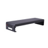 Start2Finish Rocelco 30-inch dual monitor stand with black metal frame, keyboard tray, cable management, and USB charging ports.