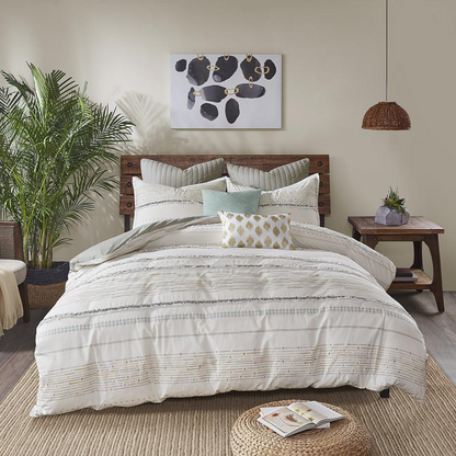 Cotton printed duvet cover set with decorative trims from Start2Finish, featuring a colorful floral design and soft fabric.