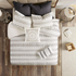 Start2Finish Rhea Cotton Jacquard Duvet Cover Mini Set in ivory and charcoal, featuring intricate woven patterns and matching pillow shams.