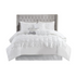 White Laurel 7-piece tufted comforter bedding set by Start2Finish with plush, textured fabric and coordinated pillow shams.