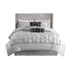 Start2Finish Laurel 7-piece tufted grey comforter bedding set with matching pillow shams and decorative accents.