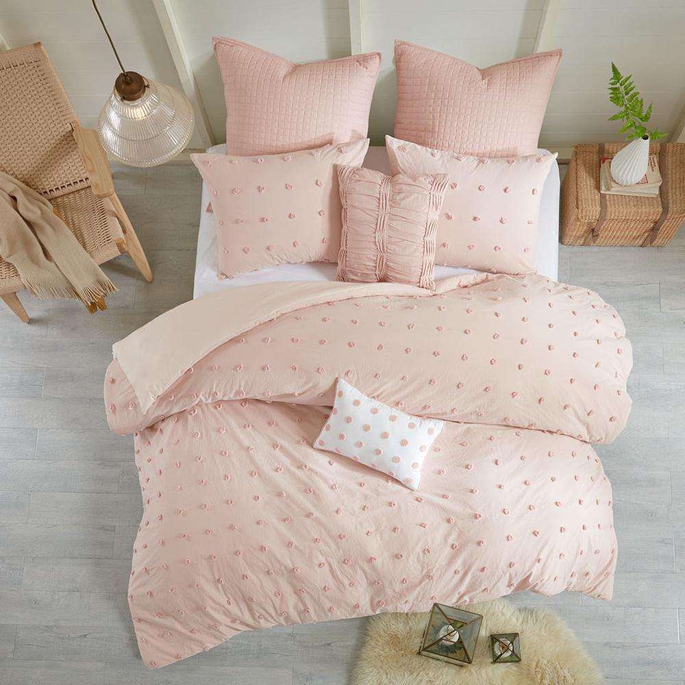 Start2Finish cotton jacquard bedding duvet cover set with euro shams and decorative throw pillows, featuring intricate woven patterns.