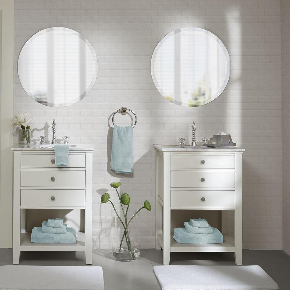 Start2Finish 8-piece 100% cotton antimicrobial bath towel set, showing neatly folded white towels with textured fabric.