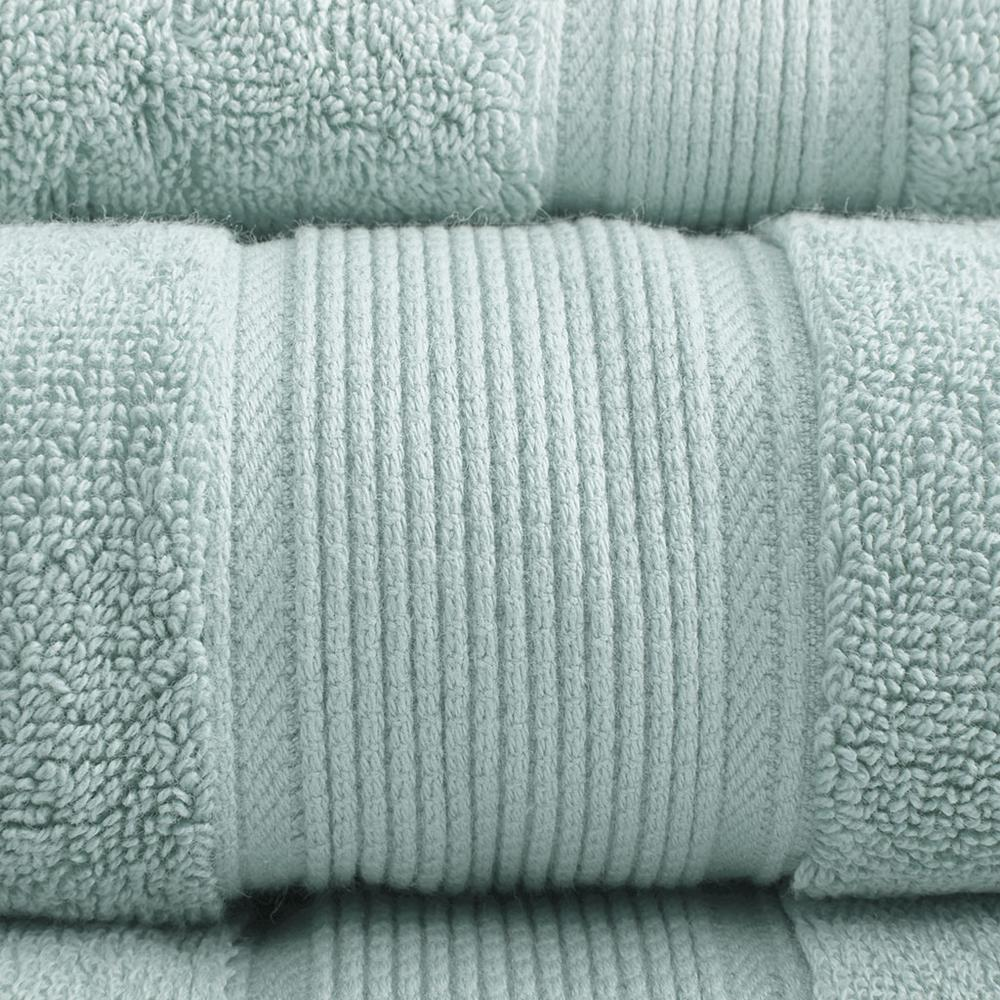 Start2Finish 100% cotton antimicrobial bath towel set with 8 plush, absorbent towels displayed in a bathroom setting.