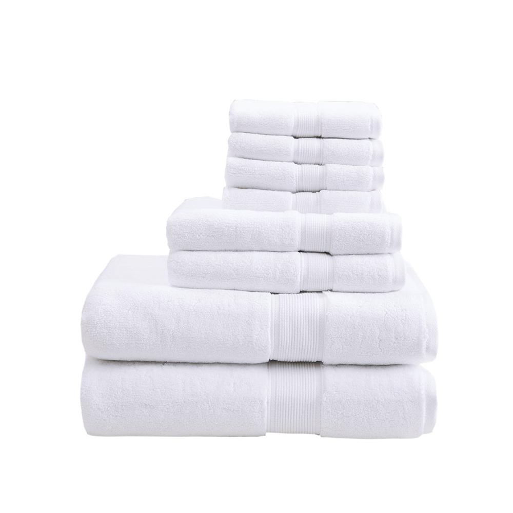 Start2Finish 8-piece cotton bath towel set with antimicrobial properties, including multiple soft, absorbent towels.