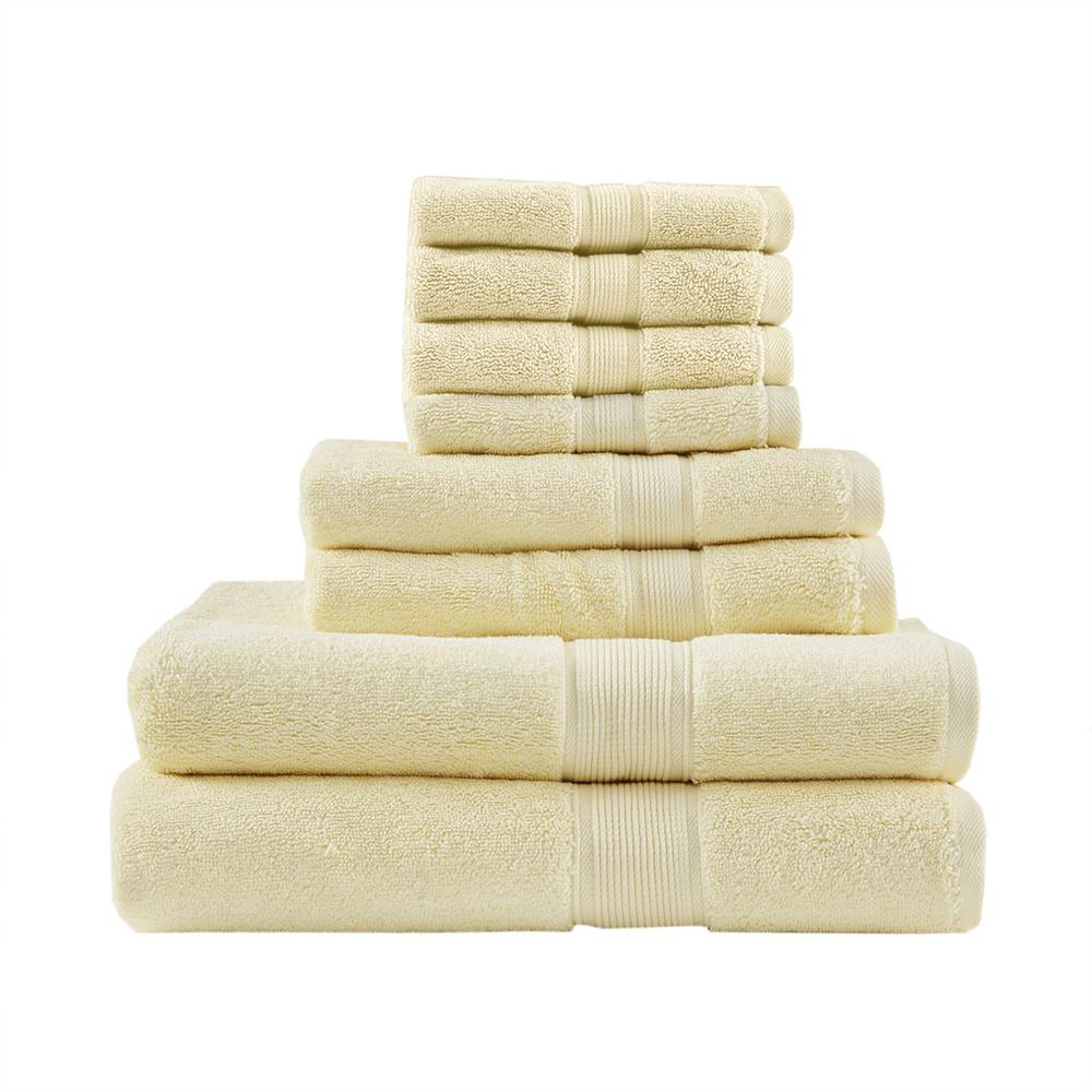 Start2Finish 8-piece 100% cotton antimicrobial bath towel set with plush, absorbent towels displayed in a bathroom setting.