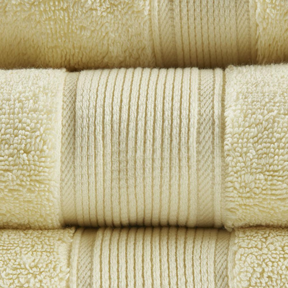 Start2Finish 100% cotton antimicrobial bath towel set with 8 plush towels folded neatly, showcasing soft, absorbent fabric.
