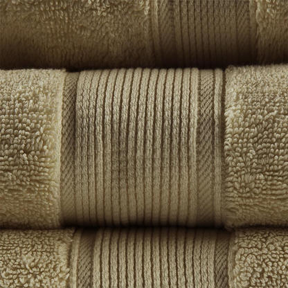 Start2Finish 8-piece 100% cotton antimicrobial bath towel set with plush, absorbent towels displayed flat in natural light.