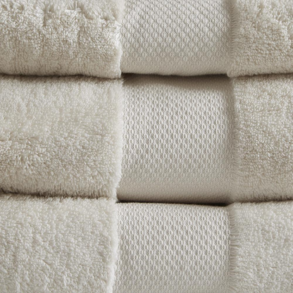 Start2Finish cotton 6-piece bath towel set featuring soft, plush towels in neutral colors for luxurious bathroom comfort.
