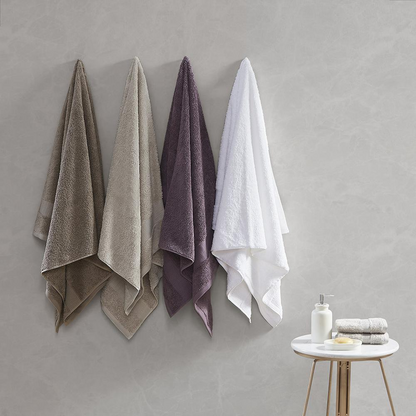 Start2Finish 100% Egyptian Cotton bath towel set with six plush, soft towels in neutral tones, perfect for luxurious bathroom essentials.
