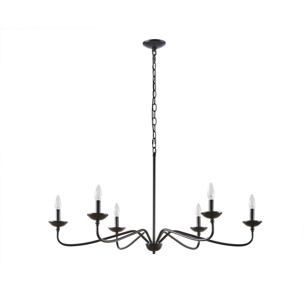 Start2Finish 6-light farmhouse metal chandelier with rustic design and vintage-style bulbs for warm, ambient lighting.