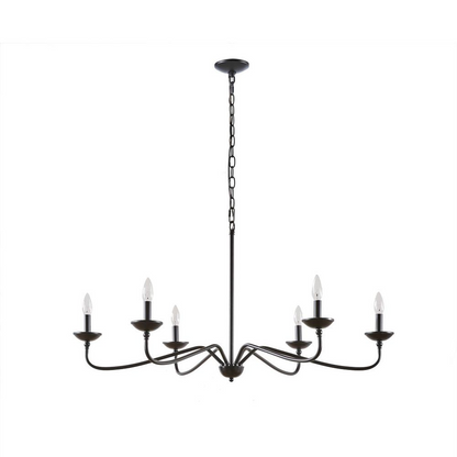 Start2Finish 6-light farmhouse metal chandelier with rustic design and vintage-style bulbs for warm, ambient lighting.
