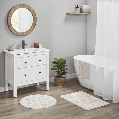 Start2Finish Medallion Cotton Tufted Bath Rug with intricate medallion pattern and plush cotton texture.