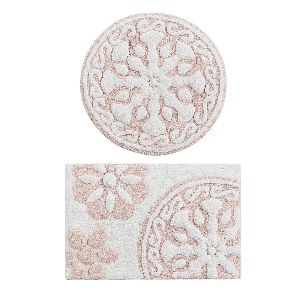 Start2Finish medallion cotton tufted bath rug with a plush, decorative medallion pattern for soft comfort and style in the bathroom.