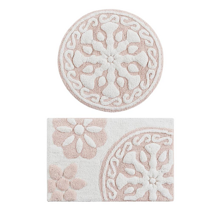 Start2Finish medallion cotton tufted bath rug with a plush, decorative medallion pattern for soft comfort and style in the bathroom.