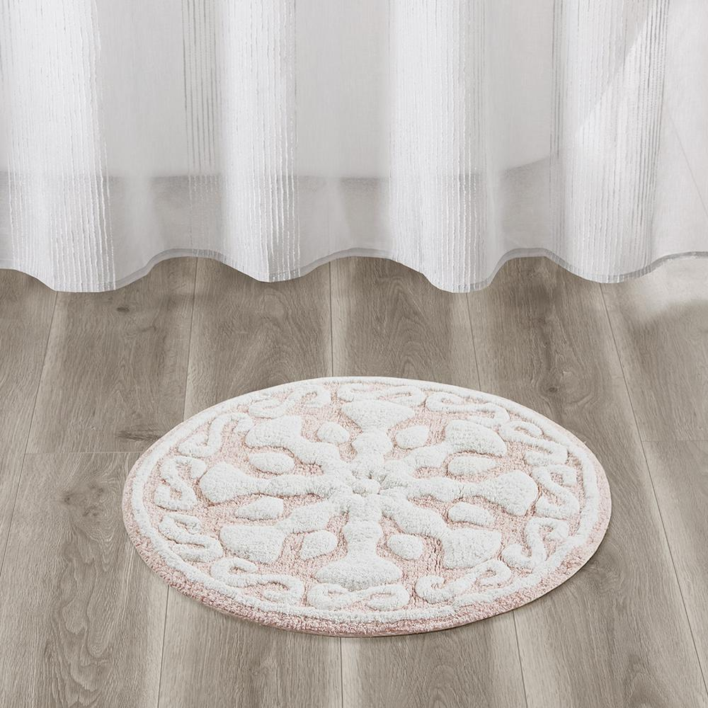 Start2Finish Medallion Cotton Tufted Bath Rug with intricate medallion pattern in soft, plush cotton for bathroom comfort.