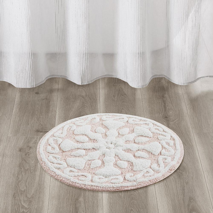 Start2Finish Medallion Cotton Tufted Bath Rug with intricate medallion pattern in soft, plush cotton for bathroom comfort.