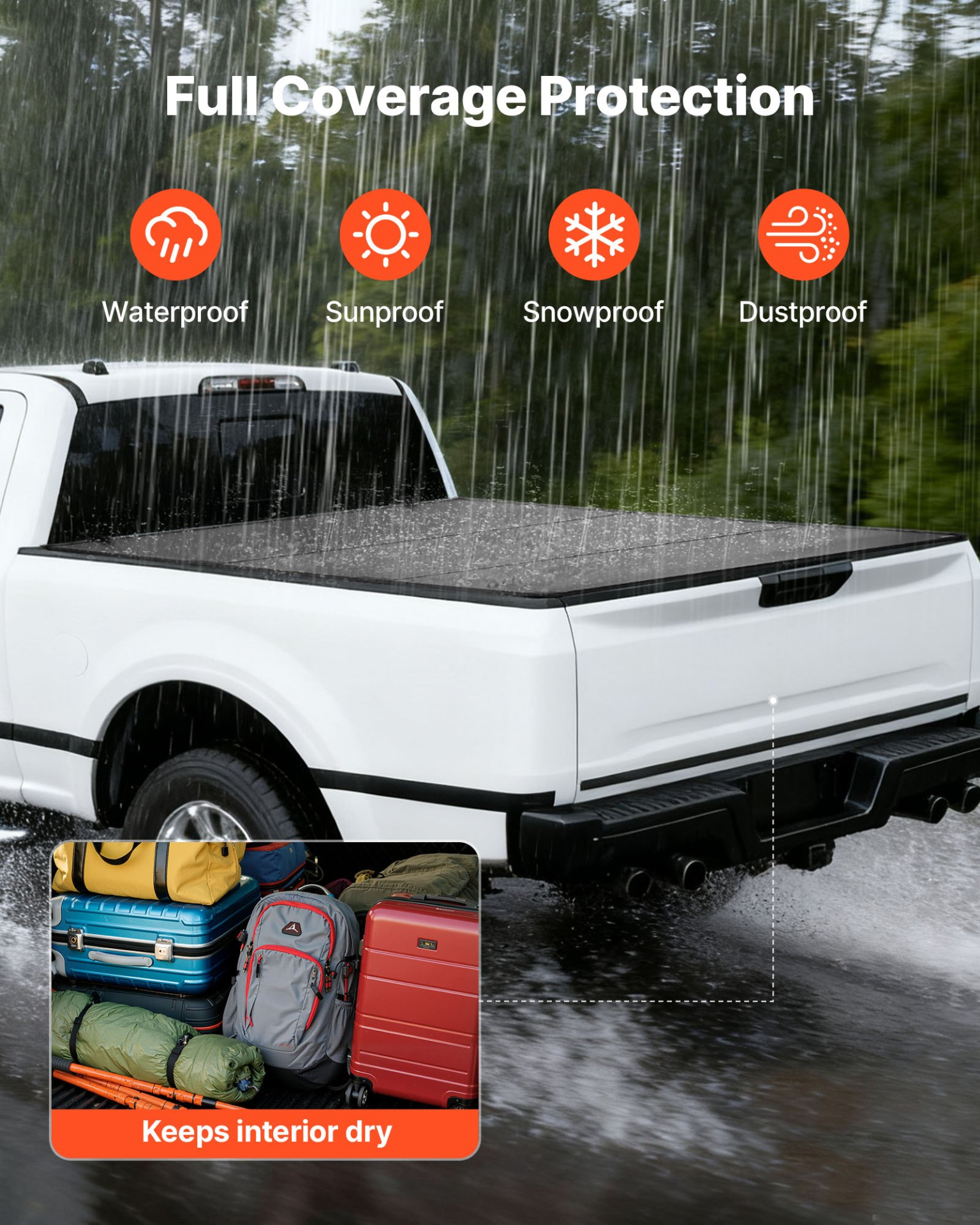 Start2Finish VEVOR hard tri-fold truck bed tonneau cover on a Chevy Silverado/GMC Sierra 1500 short box, waterproof fiberglass design.