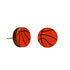 Red Sunflower basketball stud earrings featuring small, round metallic earrings with a basketball design.