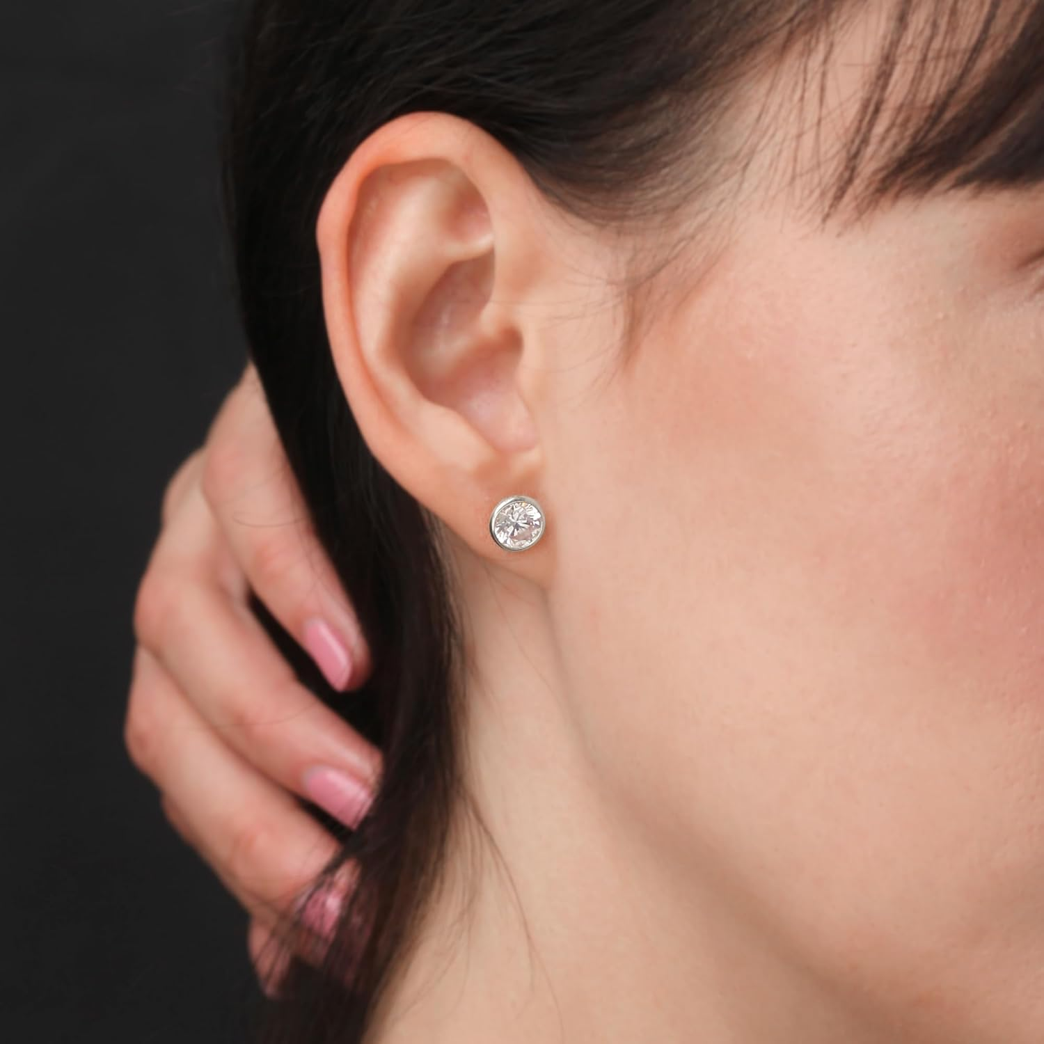 Lab grown diamond bezel martini stud earrings in 14K white or yellow gold with 3.00 CTW sparkle and elegant design.