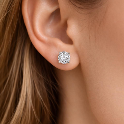 AGI Certified 2.00 CTW lab-grown diamond stud earrings in 14K yellow or white gold, with G/VS clarity, by Start2Finish