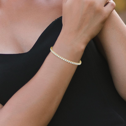 Start2Finish 4.00 CTW AGI Certified Lab-Grown Diamond Tennis Bracelet in 14K white or yellow gold, showcasing sparkling diamonds.
