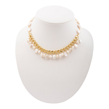 Start2Finish Hepburn White Pearl Golden Cluster Necklace featuring elegant pearl and gold-tone jewelry design.