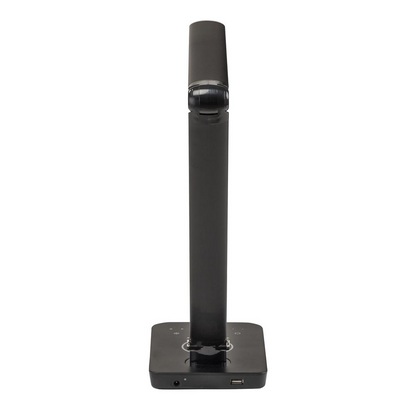 Black Vamp™ LED wireless charging lamp by Start2Finish, featuring modern design and touch control for convenient charging and lighting.