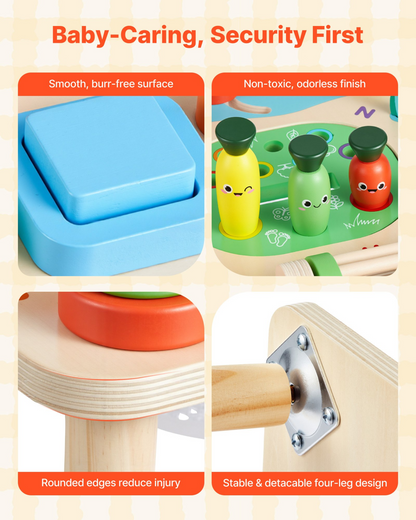 Start2Finish VEVOR Montessori toddler activity table, 13-in-1 wooden play desk for children 6 months to 3 years old.