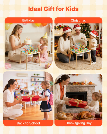 Start2Finish VEVOR Montessori toddler activity table, wooden 13-in-1 learning desk with baby play features for children 6+ months.