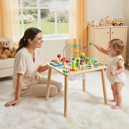 Start2Finish VEVOR Montessori toddler activity table, 13-in-1 wooden play desk for children 6 months and up, fun educational toy.