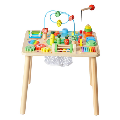 Start2Finish VEVOR Montessori toddler activity table with 13-in-1 wooden play desk for kids aged 6 months to 3 years.