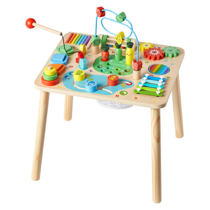 Start2Finish VEVOR Montessori toddler activity table with wooden design, suitable for children 6 months to 3 years old, versatile play desk.
