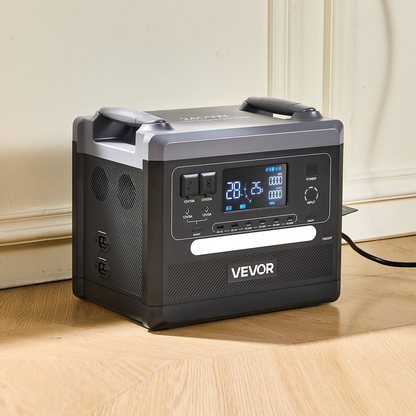 Start2Finish VEVOR portable power station with digital display, multiple output ports, and LiFePO4 battery for camping and backup power