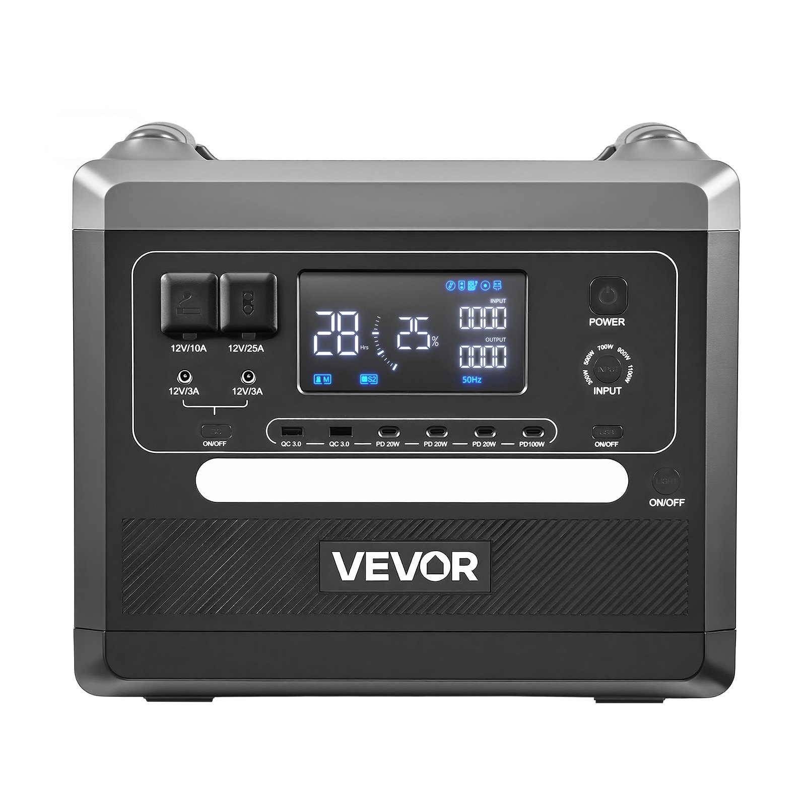 Start2Finish VEVOR portable power station with multiple output ports and expandable LiFePO4 battery for home or camping use.