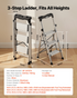 Start2Finish VEVOR 3-step aluminum ladder with wide anti-slip pedals and handgrip, portable and suitable for home, kitchen, and warehouse use.