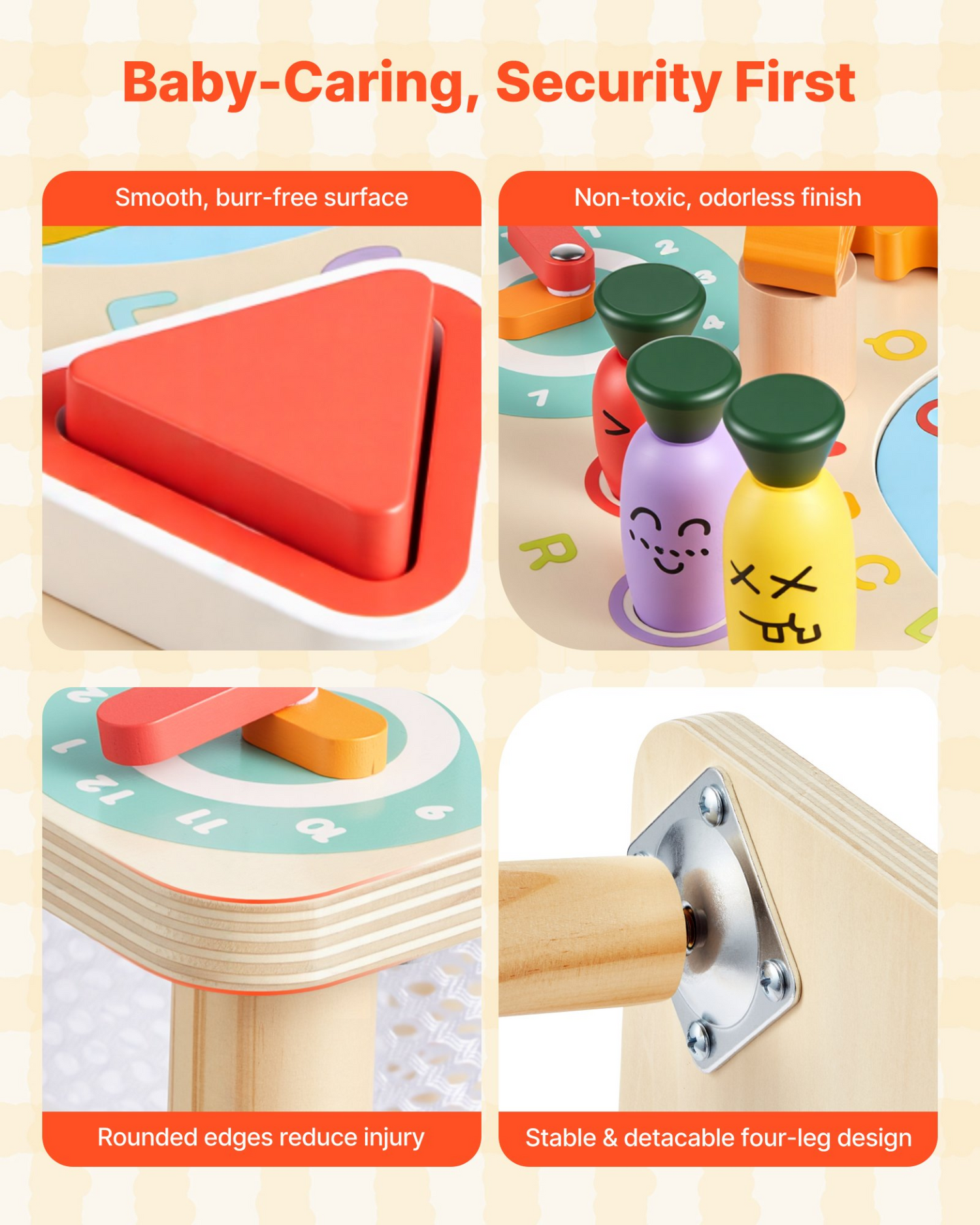 Start2Finish VEVOR Montessori toddler activity table with wooden 8-in-1 design, suitable for children 6 months and up.