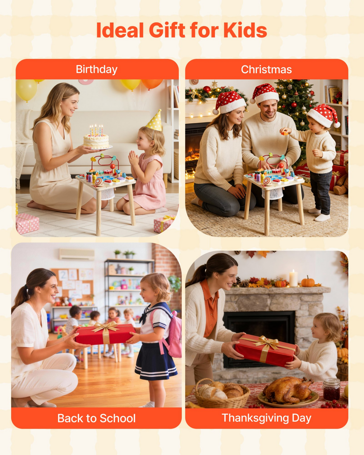 Start2Finish VEVOR Montessori toddler activity table with 8-in-1 wooden play desk for children 6 months and older.